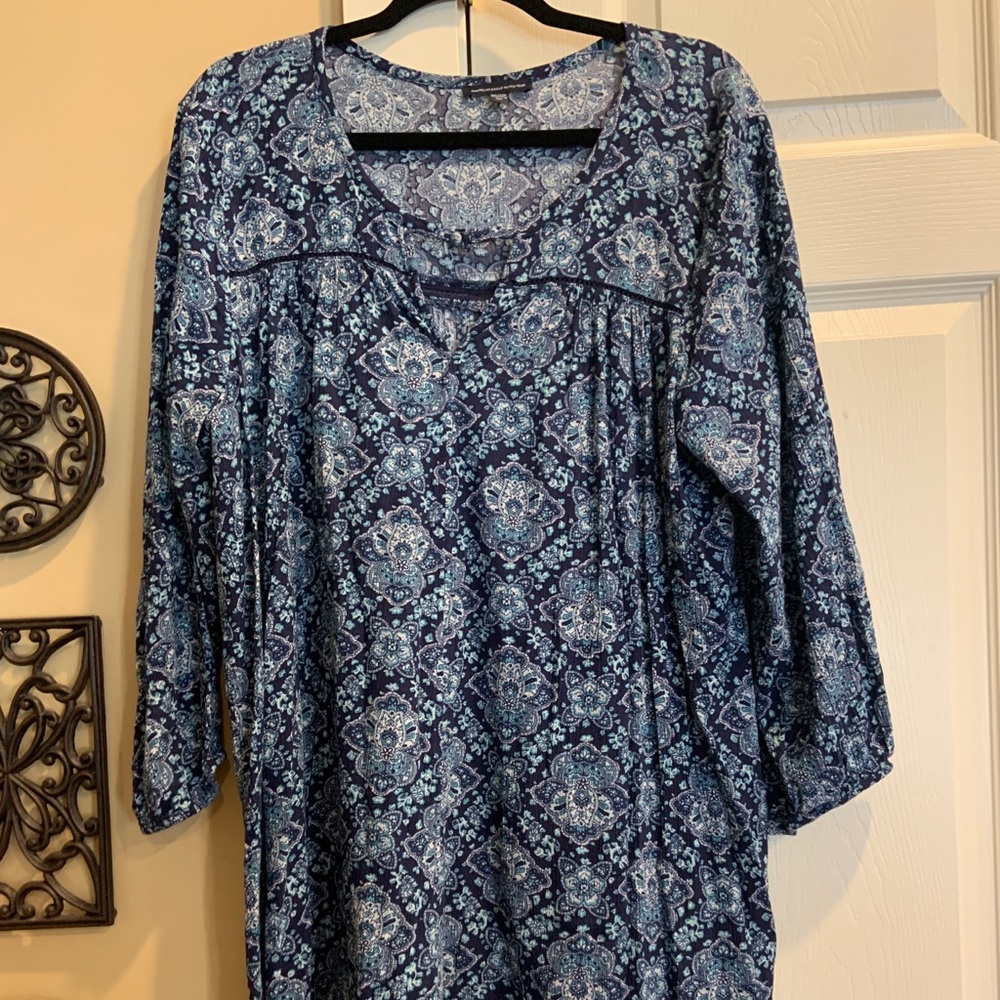 American Eagle blue long sleeve mini print dress